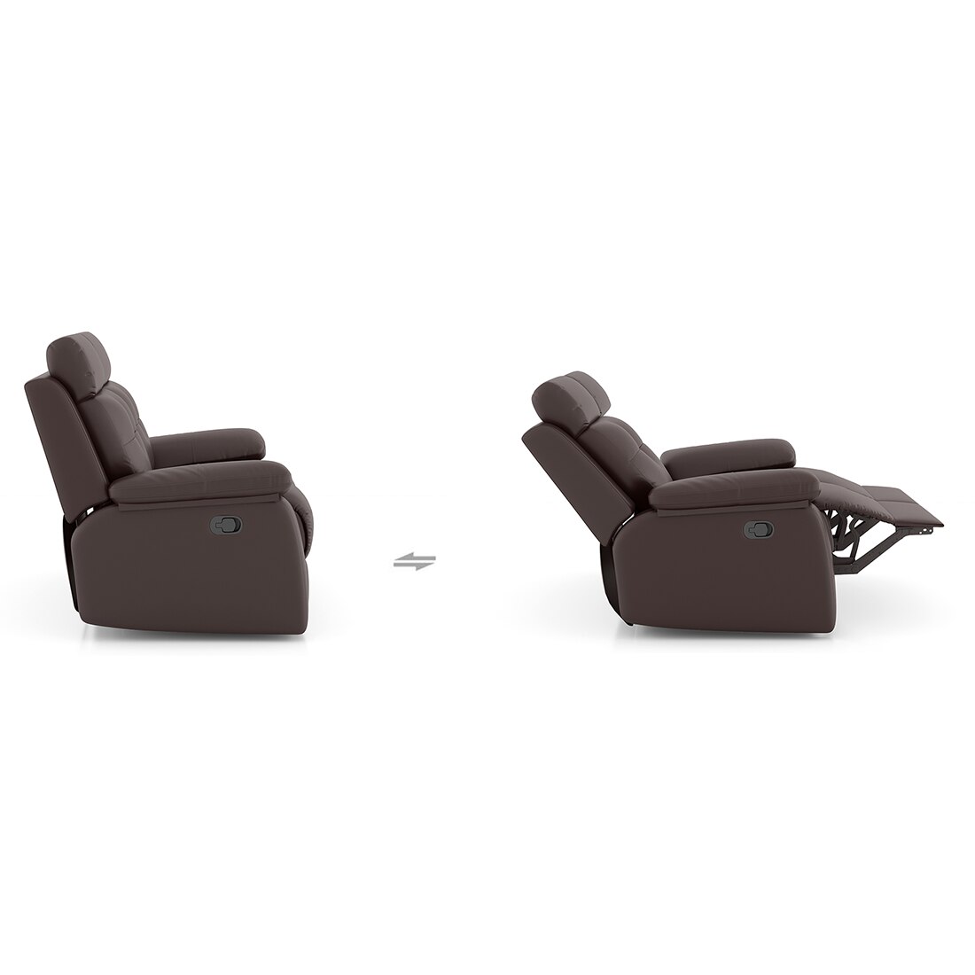Raphael Leatherette Two Seater Manual Recliner in Brown Colour