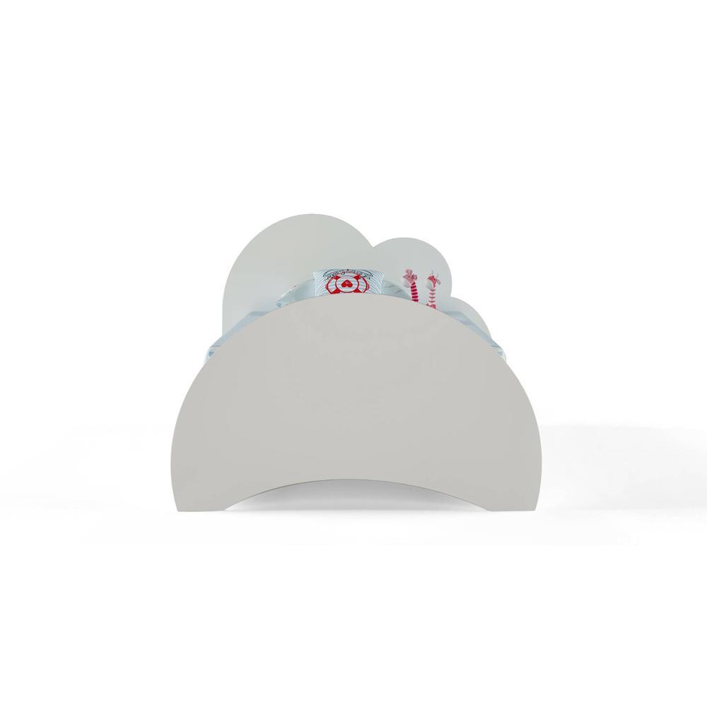 Cloud Tails Engineered Wood Drawer Storage Bed in White Colour