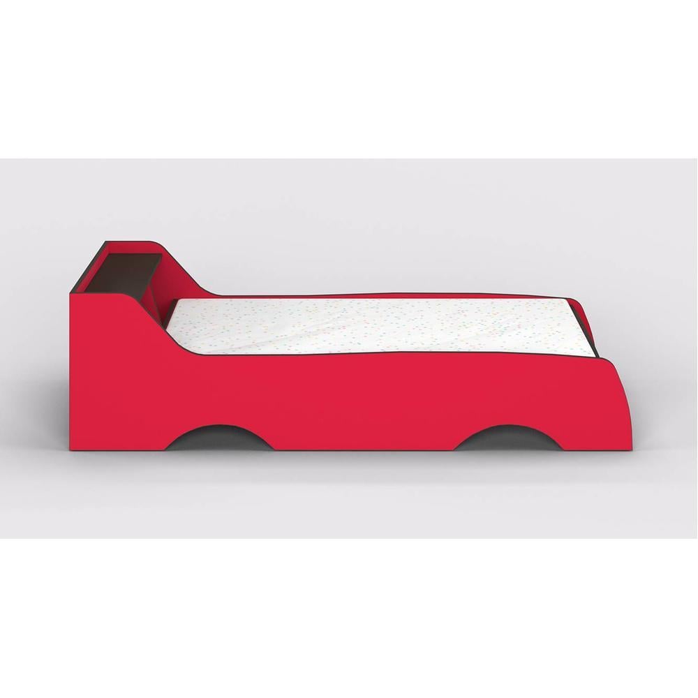 Batty Engineered Wood Non Storage Bed in Red Colour