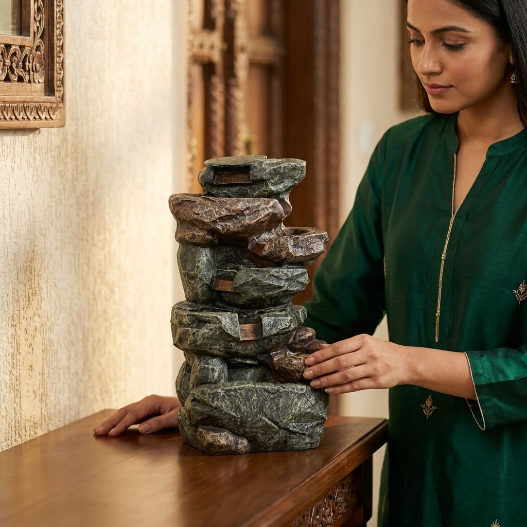Water Fountain Mountain Cascade Water Fountain in Multicolor Colour - Vedas