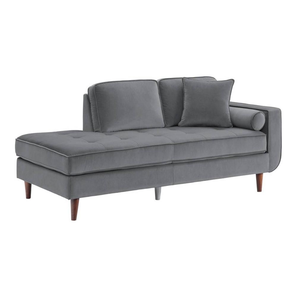 Mydril Velvet Chaise Launger in Grey Colour