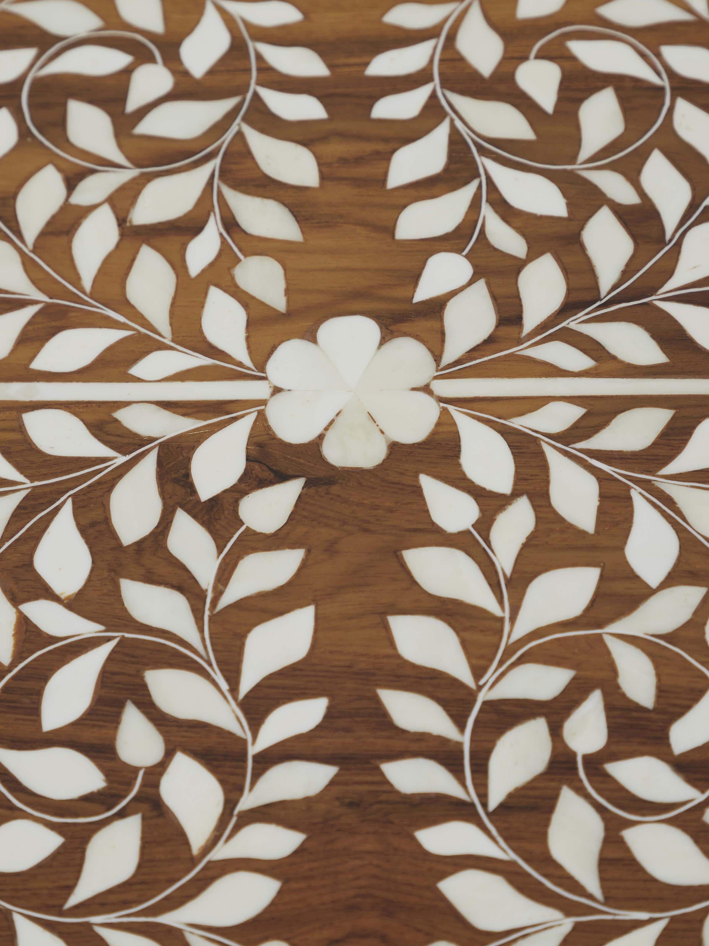 Teak Wood Inlay Bedside Table