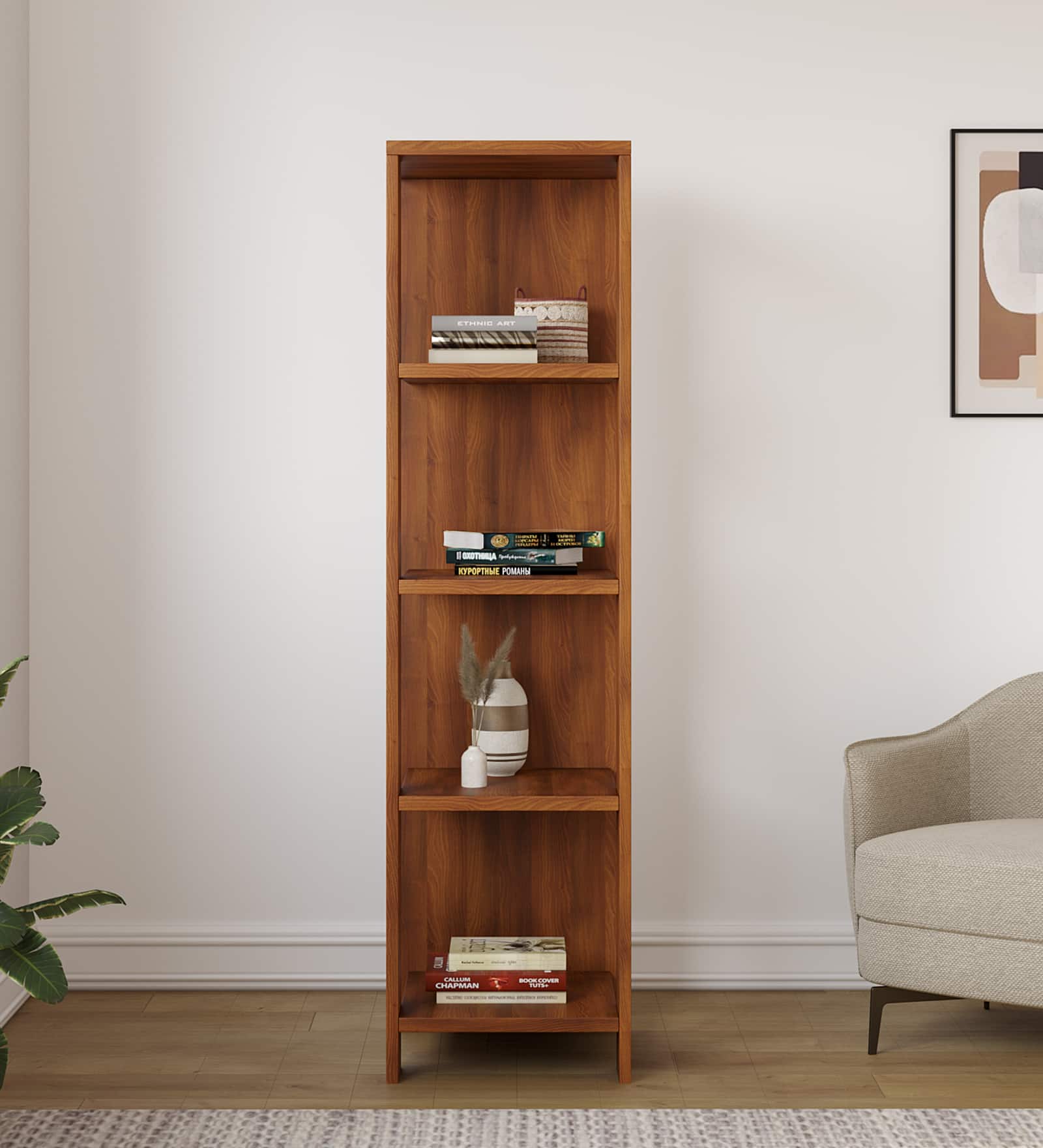 DCanape Epilogue Engineering Wood Book Shelf Dark Acacia Finish