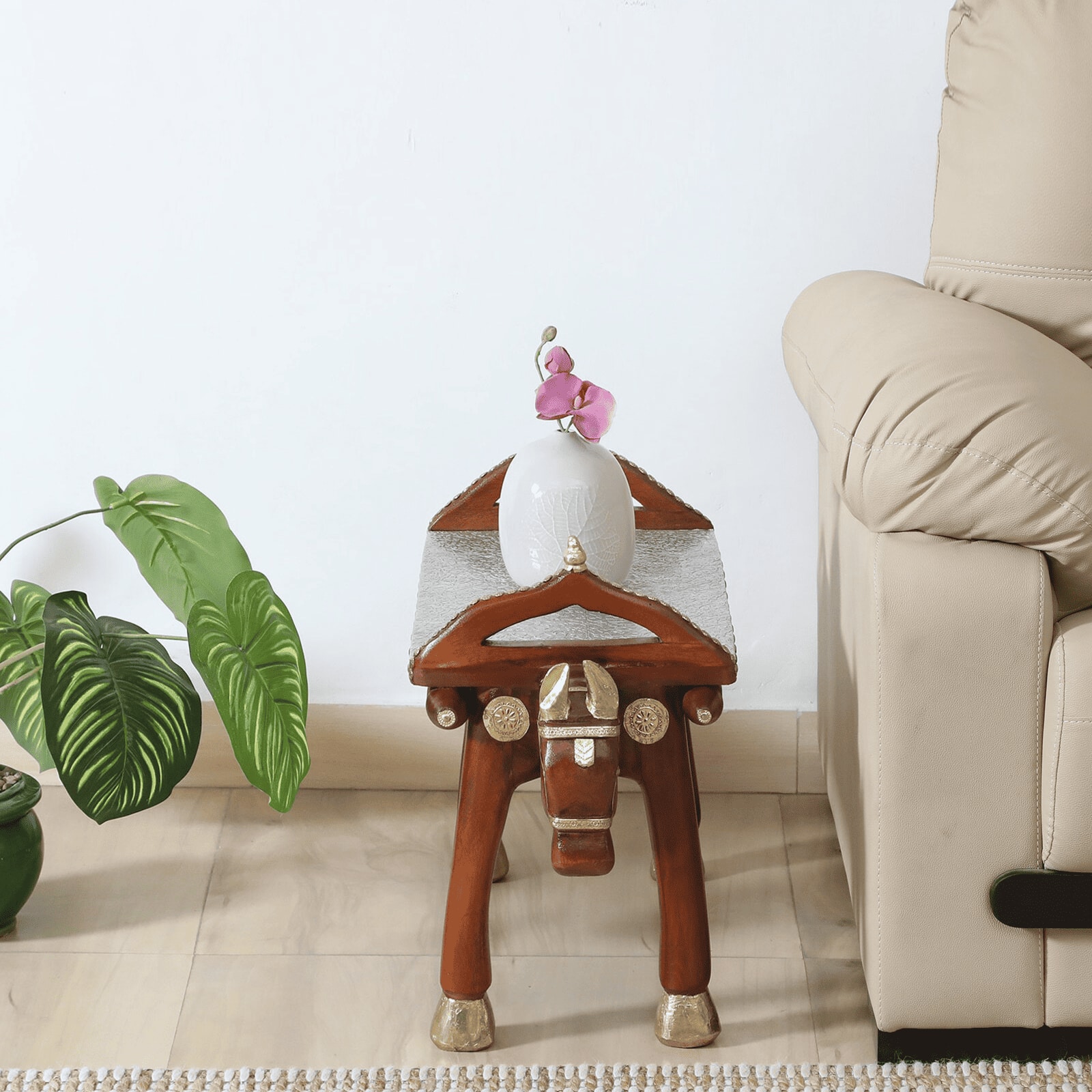 Amer Mango Wood Side Table In Teak Finish