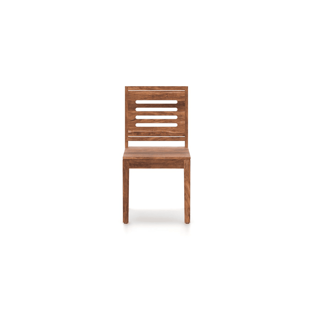 Capra Solid Wood Dining Chair Set Of 2 In Teak Finish