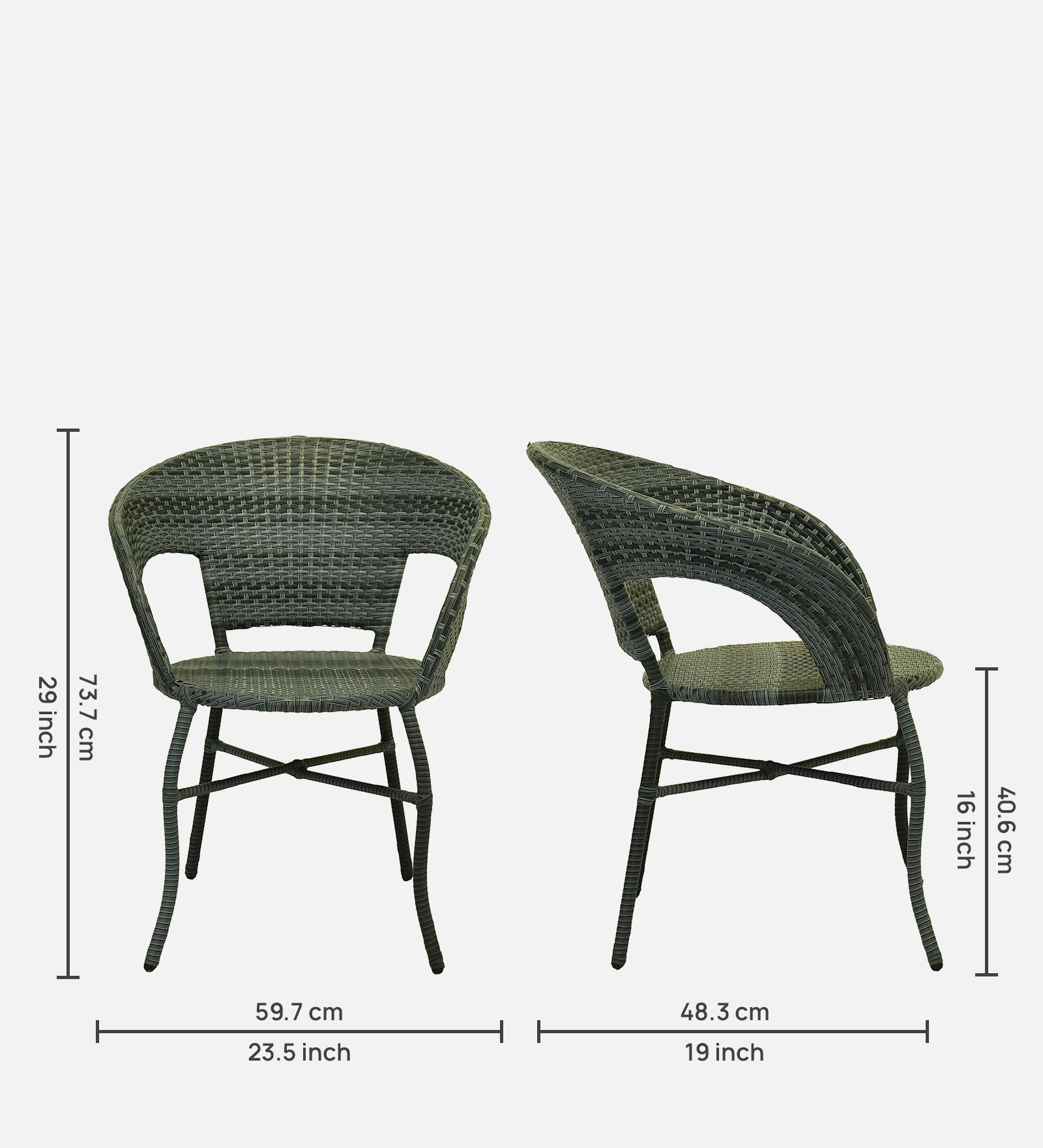 Ballarat  Wicker Chair In  Grey Dual Tone Finish