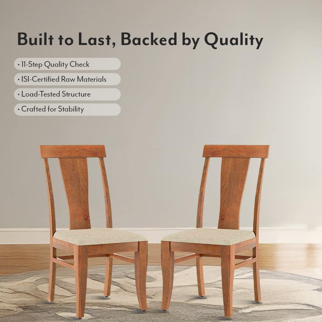Fabio Dining Chair Set Of 2 In Fabric Macadamia Brown And Finish Amber Walnut