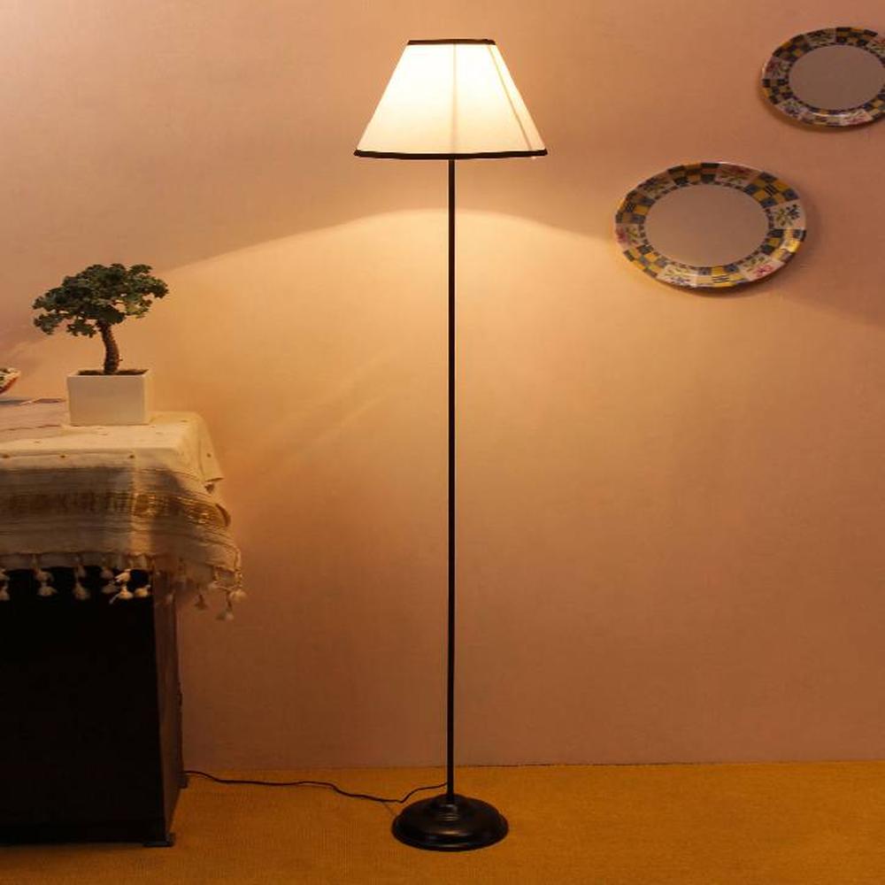 Karren Multicolour Fabric Floor Lamp with Black Iron Base