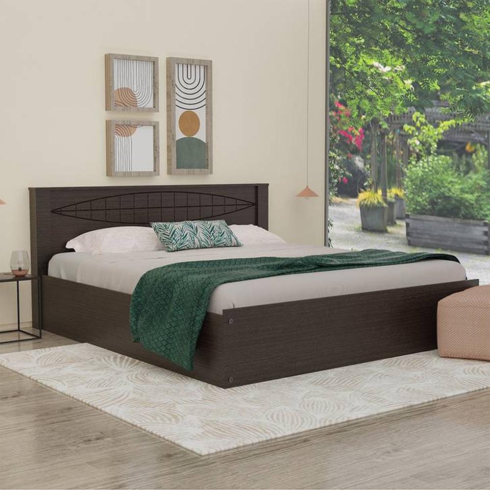 Muses Solid Wood King Size Drawer Storage Bed In Melamine Finish