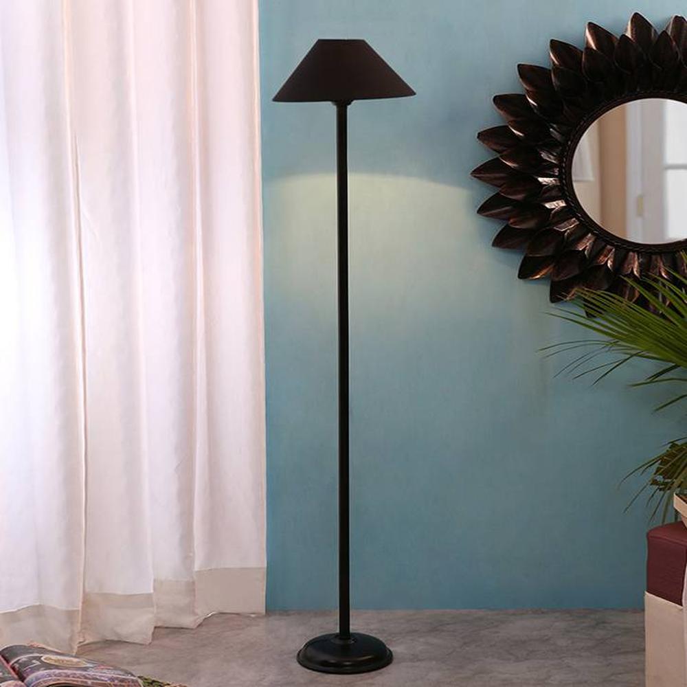Huck Black Cotton Shade Floor Lamp