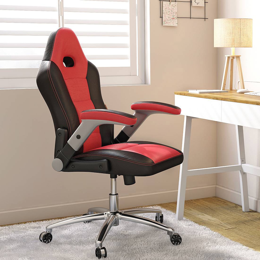 Mika Leatherette Study Chair in Scarlet Red Colour