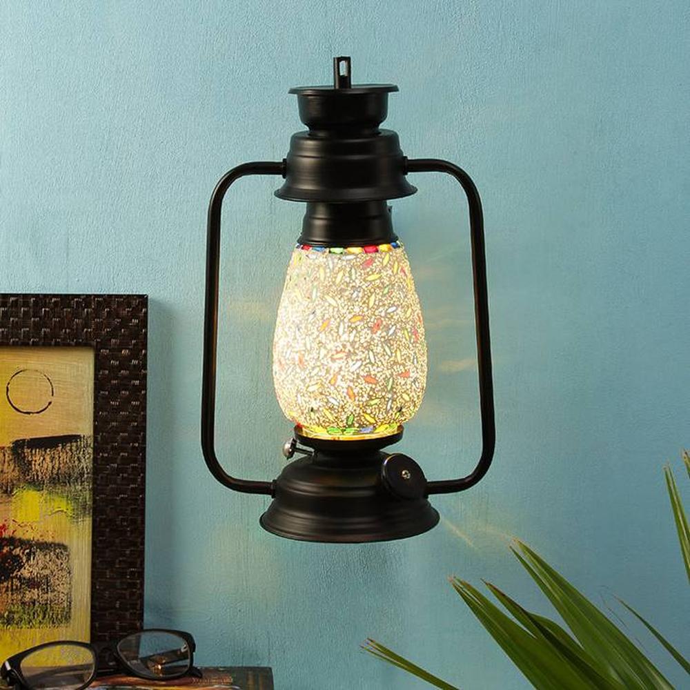 Della Multicolor Metal Wall Mounted Lantern Lamp