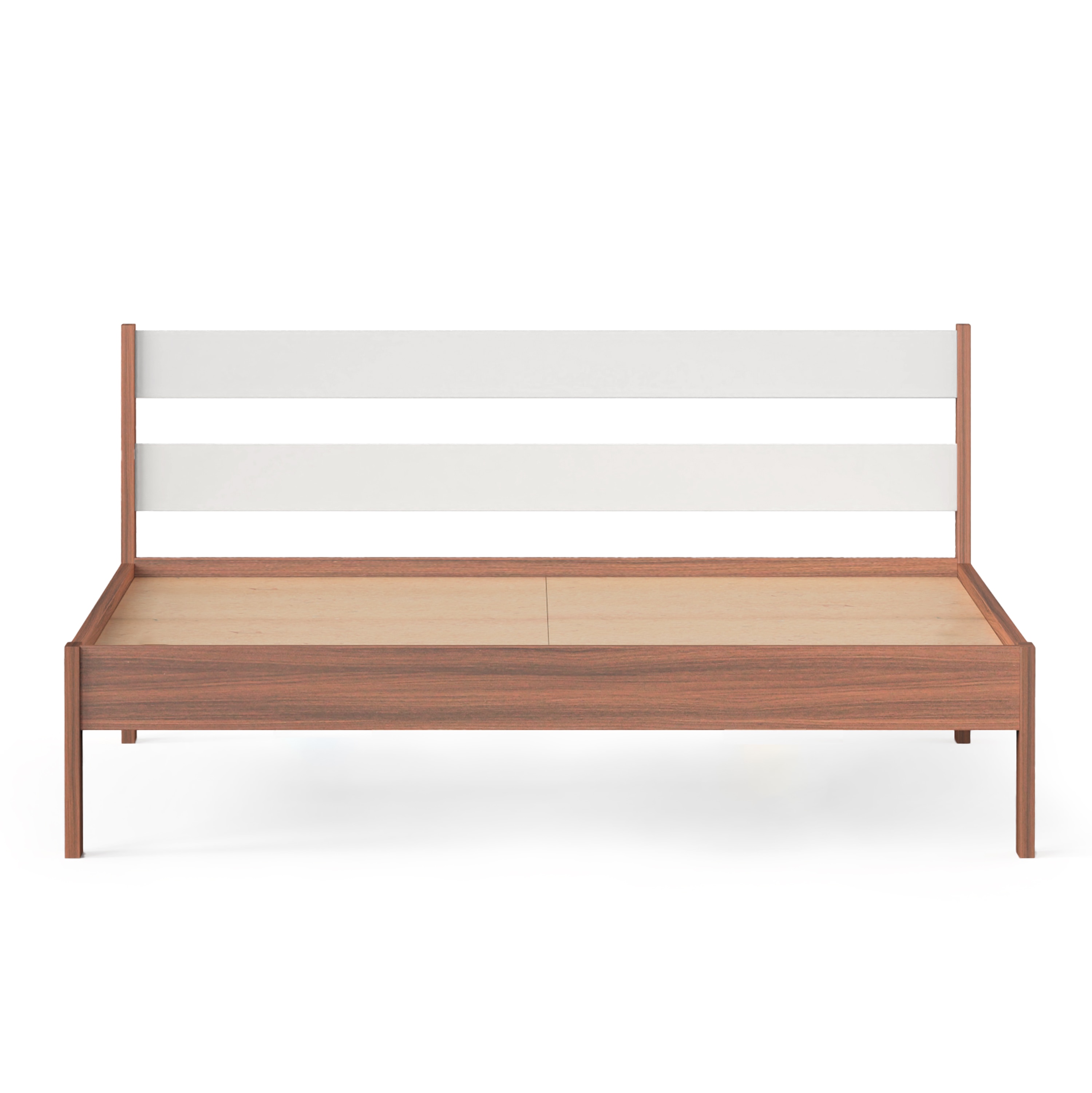 BLUEWUD Roverb Engineered Wood Queen Size Bed Without Storage Box for Bedroom Home Furniture - DIY (Do-It-Yourself) (Walnut & White)