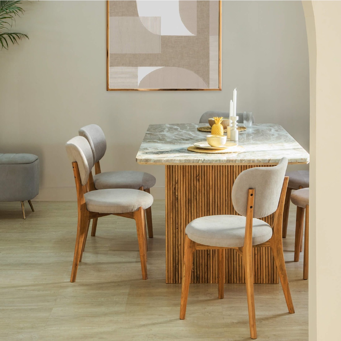 Hiro Solid Wood Eight Seater Dining Table in Grey Colour - Orange Tree