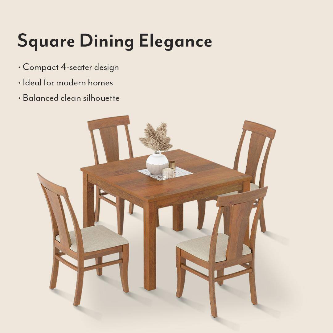 Brighton Square 4 Seater Dining Table With Set Of 4 Fabio Dining Chair