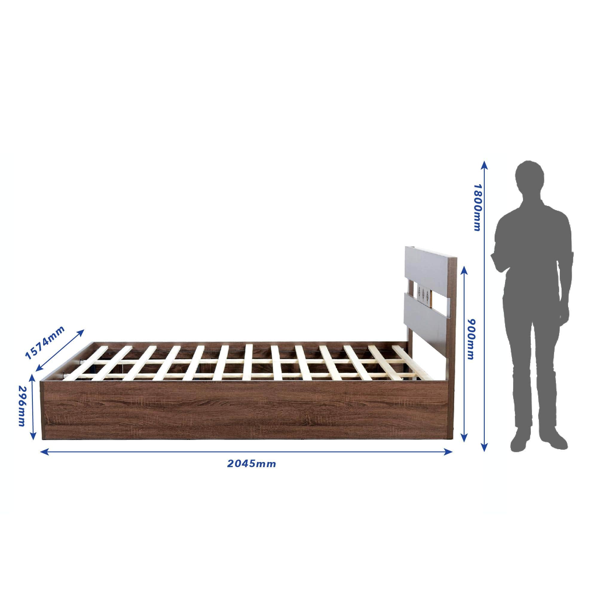 Yumako Queen Size Bed In Walnut Finish