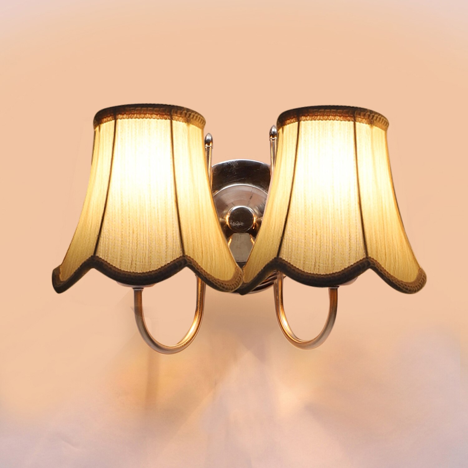 Devansh Dual Steel Metal  Wallmounted Lamp With Cotton Off-White Shade