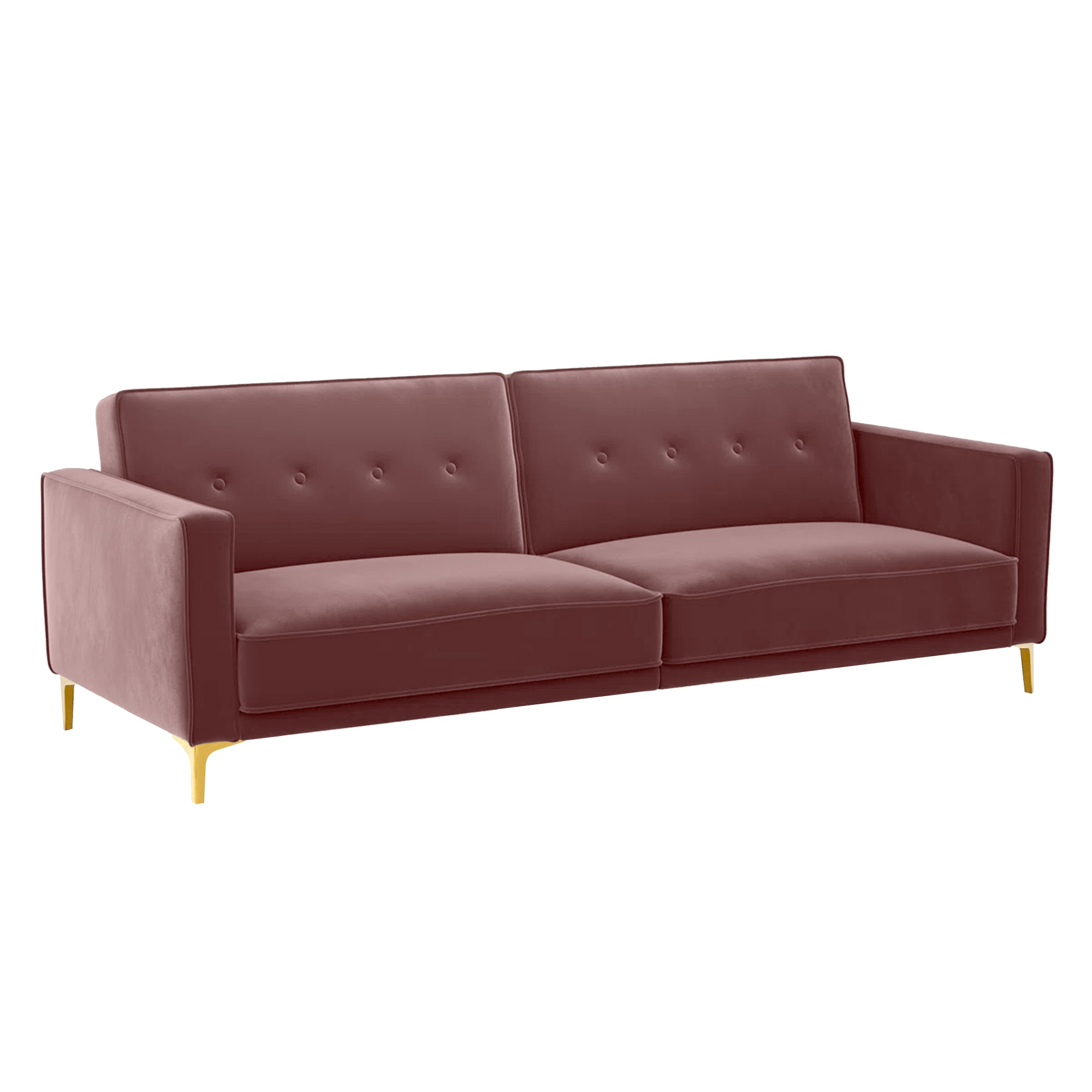 Calisa 3 Seater Velvet Sofa Cum Bed in Pink colour