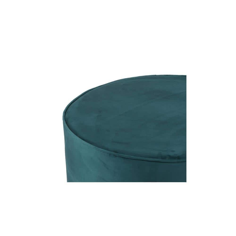 Rosslyn Solid Wood Ottoman Pouffee in Turquoise Sea Velvet
