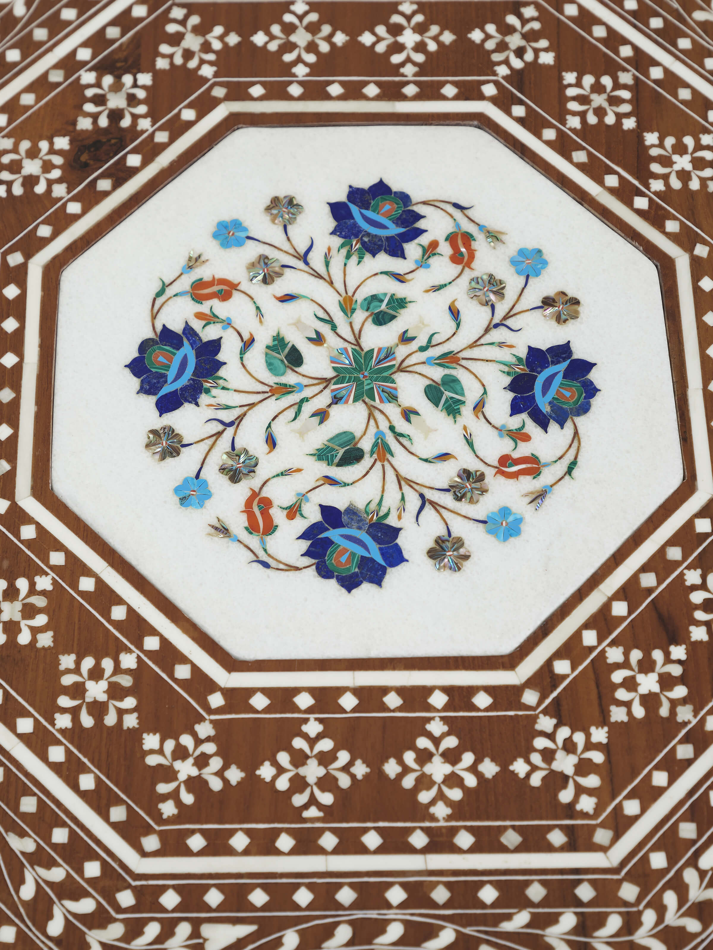 Detail shot of Pacchikari Teak Wood End & Side Table