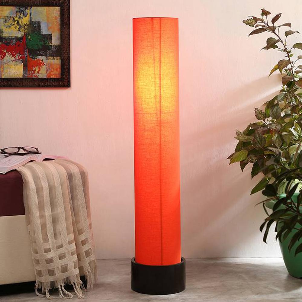 Chan Orange Cotton Shade Floor Lamp