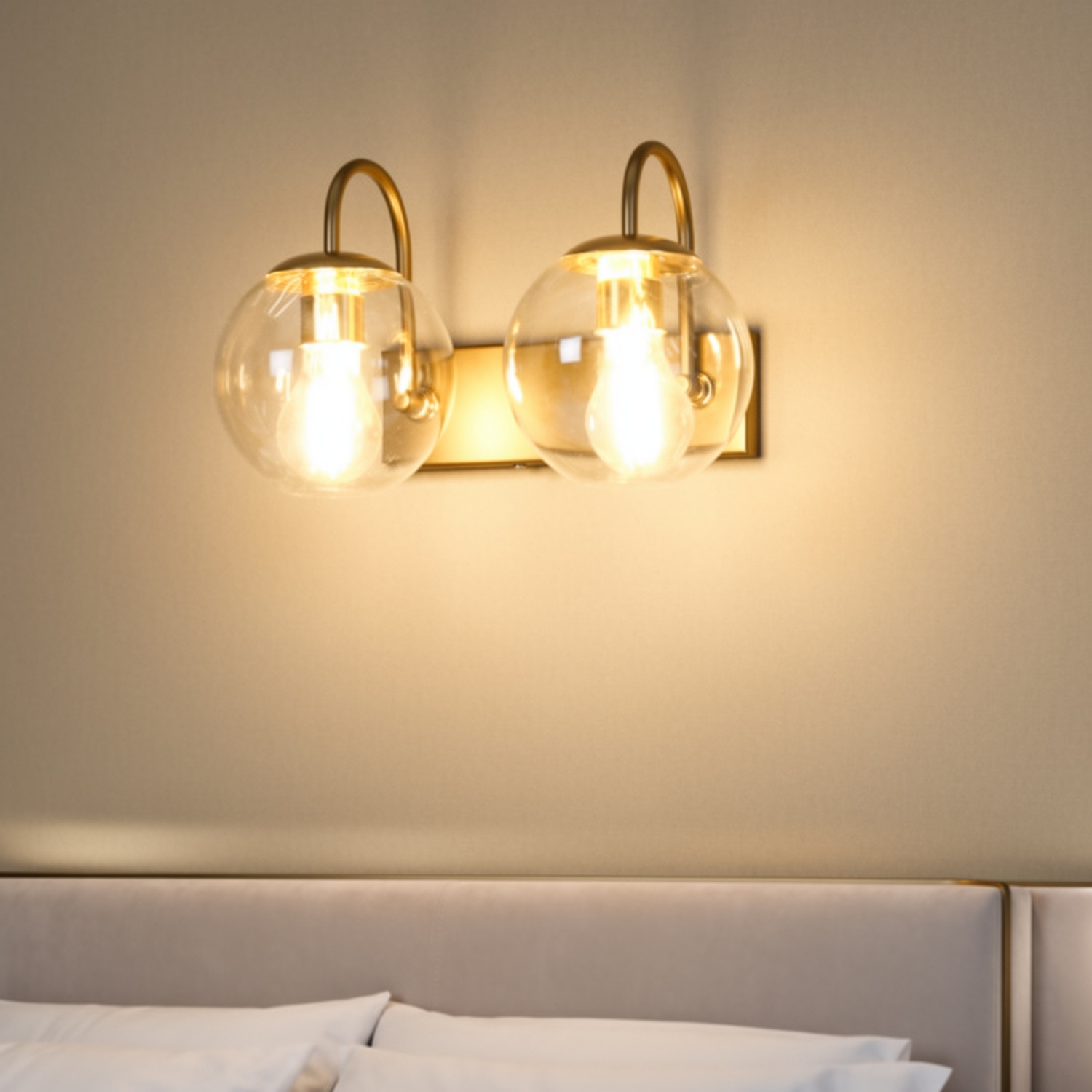 Eliante Modern Wall Lights Mild Steel, Glass & Glass Material Brown,Gold & Champaign Finish - Eliante
