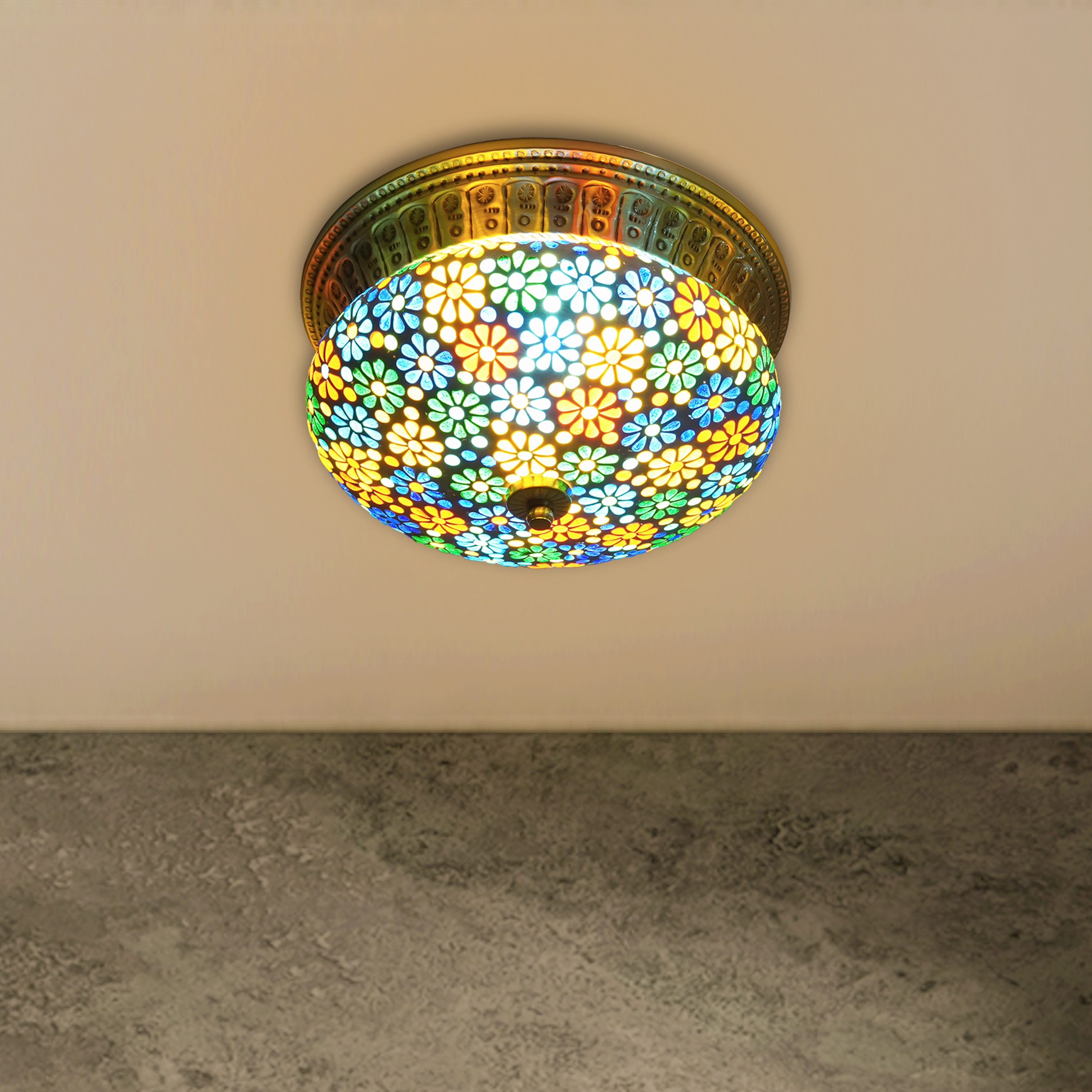Hanna Brass And Glass Ceiling Light