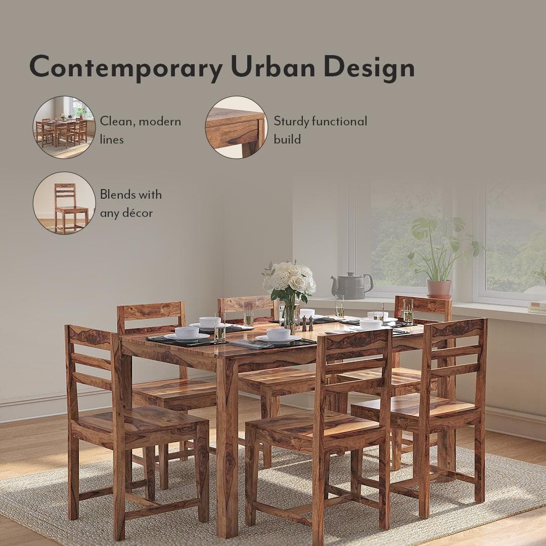 Oliver Solid Wood Dining Chair Set Of 2 In Teak Finish