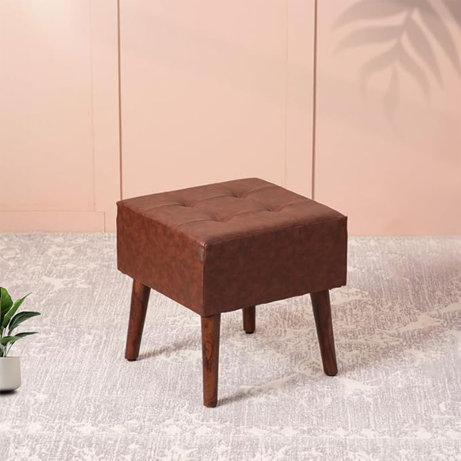 Axel Faux Leather Wooden bench stool for bedroom - Nestroots