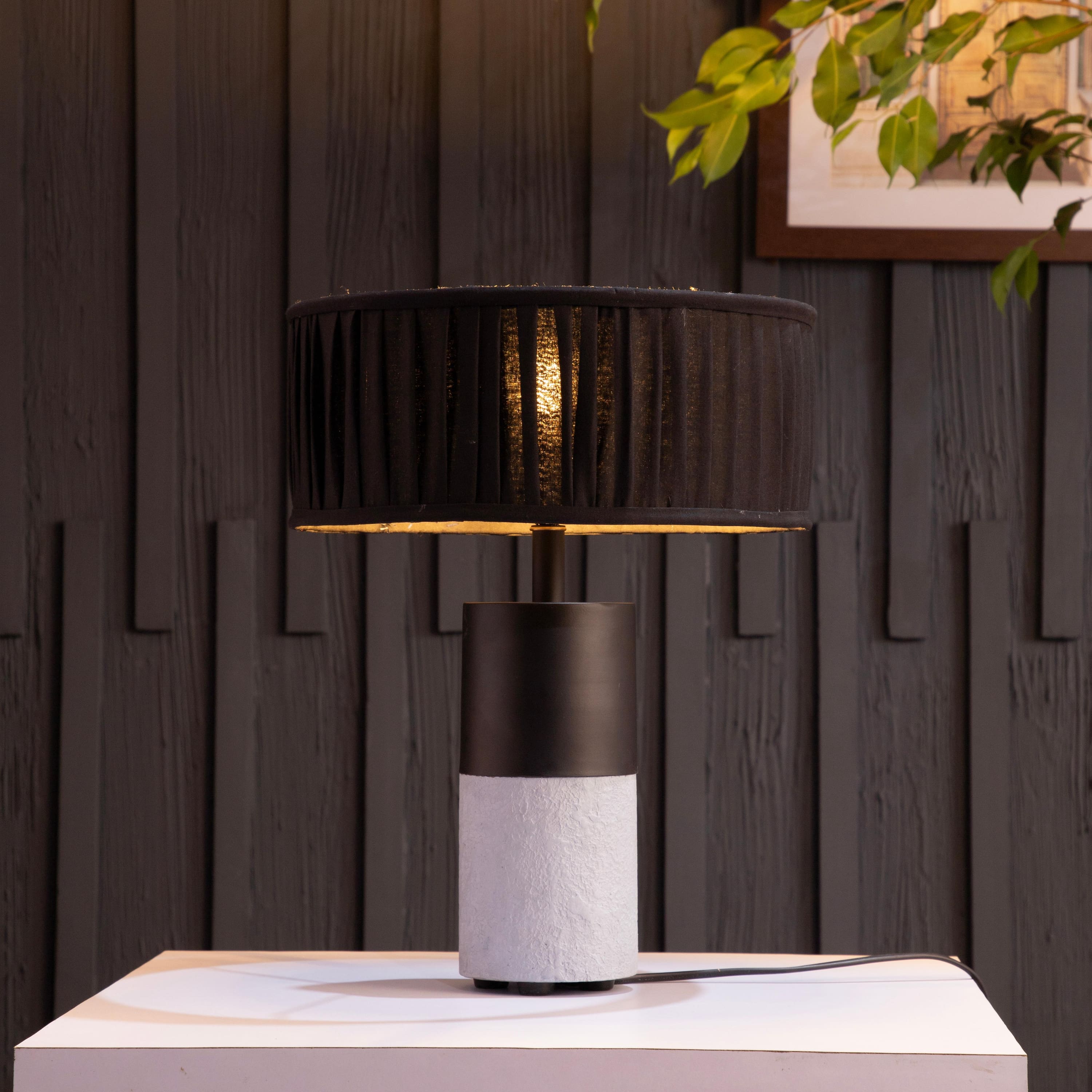 Concrete Drum Table Lamp By Shoppeefry