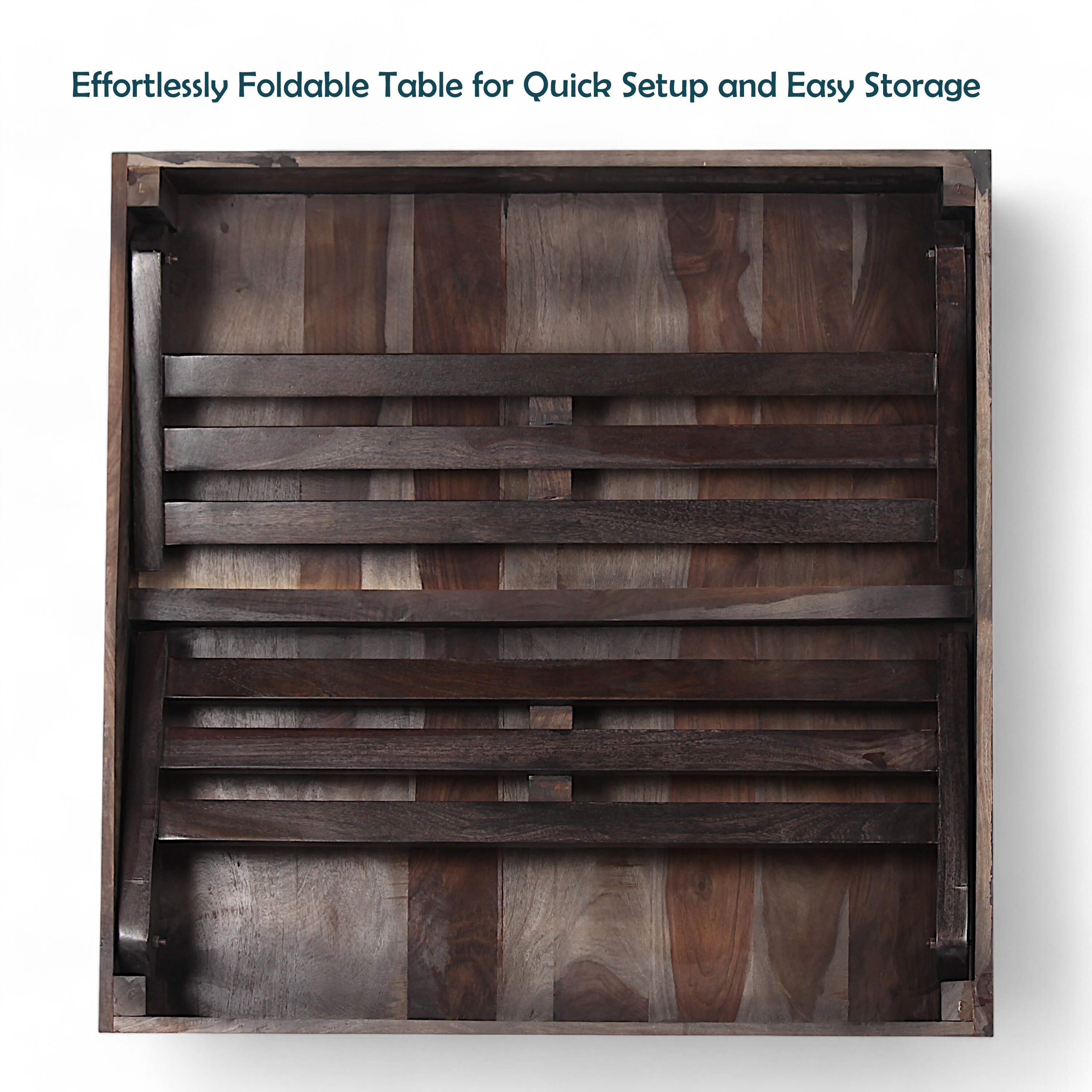 Bradford Sheesham Wood Coffee Table With Foldable Legs In Mahogany Finish