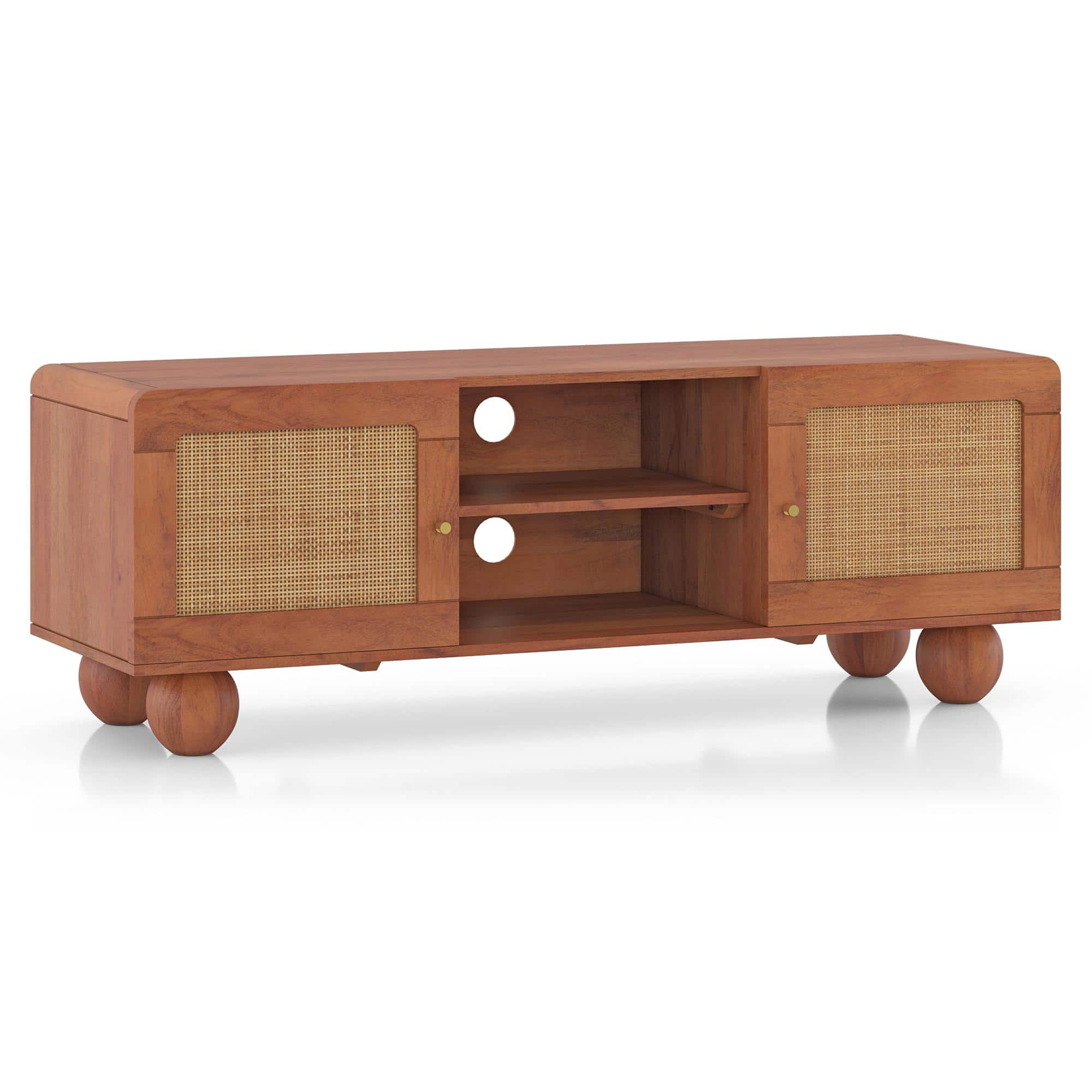 Takai Solid Wood TV Unit In Red Cedar Finish