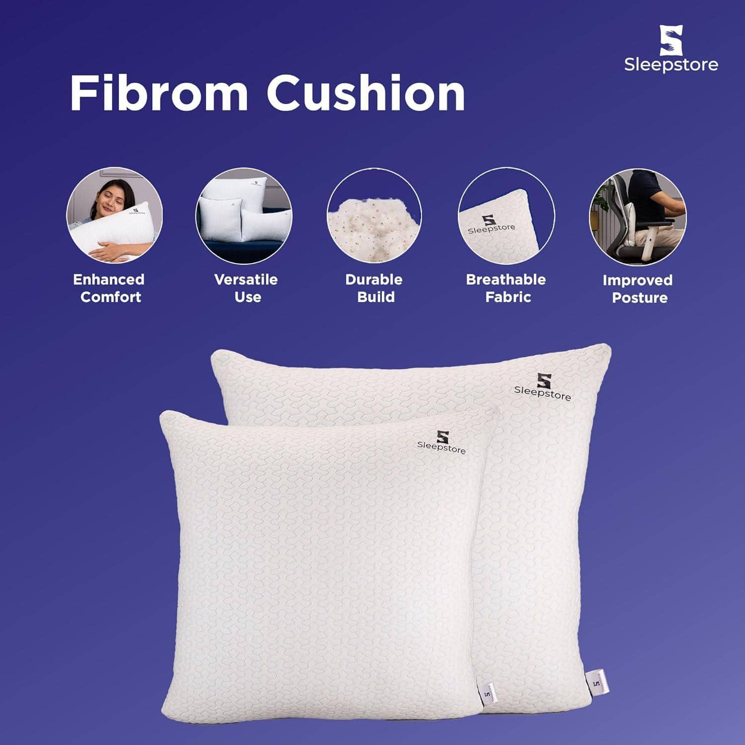 Fibrom Quilted 1 Piece Soft Cushion 24 x 24 Inches