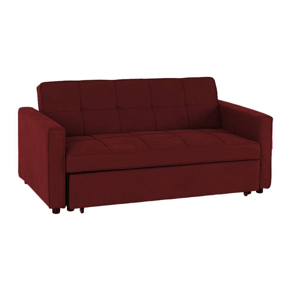 Medas 3 Pull Out Sofa Cum Bed In Maroon Colour