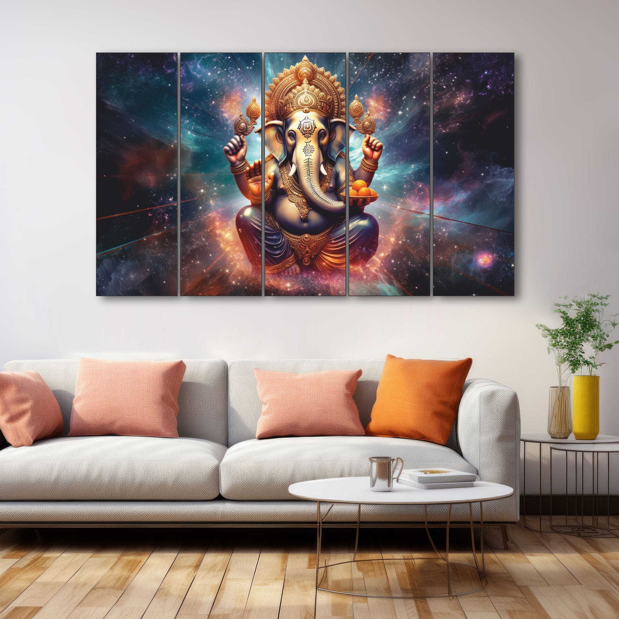 The Castle Decor Ganesha Wall Art Set of 5 27x48 Inch - The Castle Decor