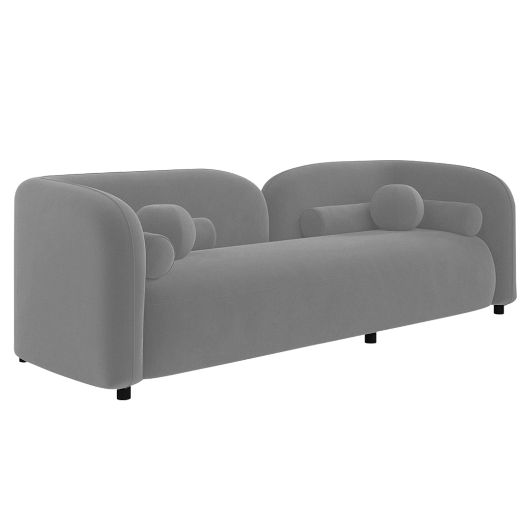 Homro Velvet 3 Seater Sofa in Grey Colour