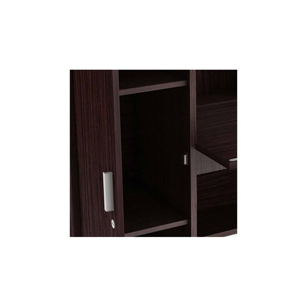 Nakamura Study Table with Cabinet in Dark Brown Finish