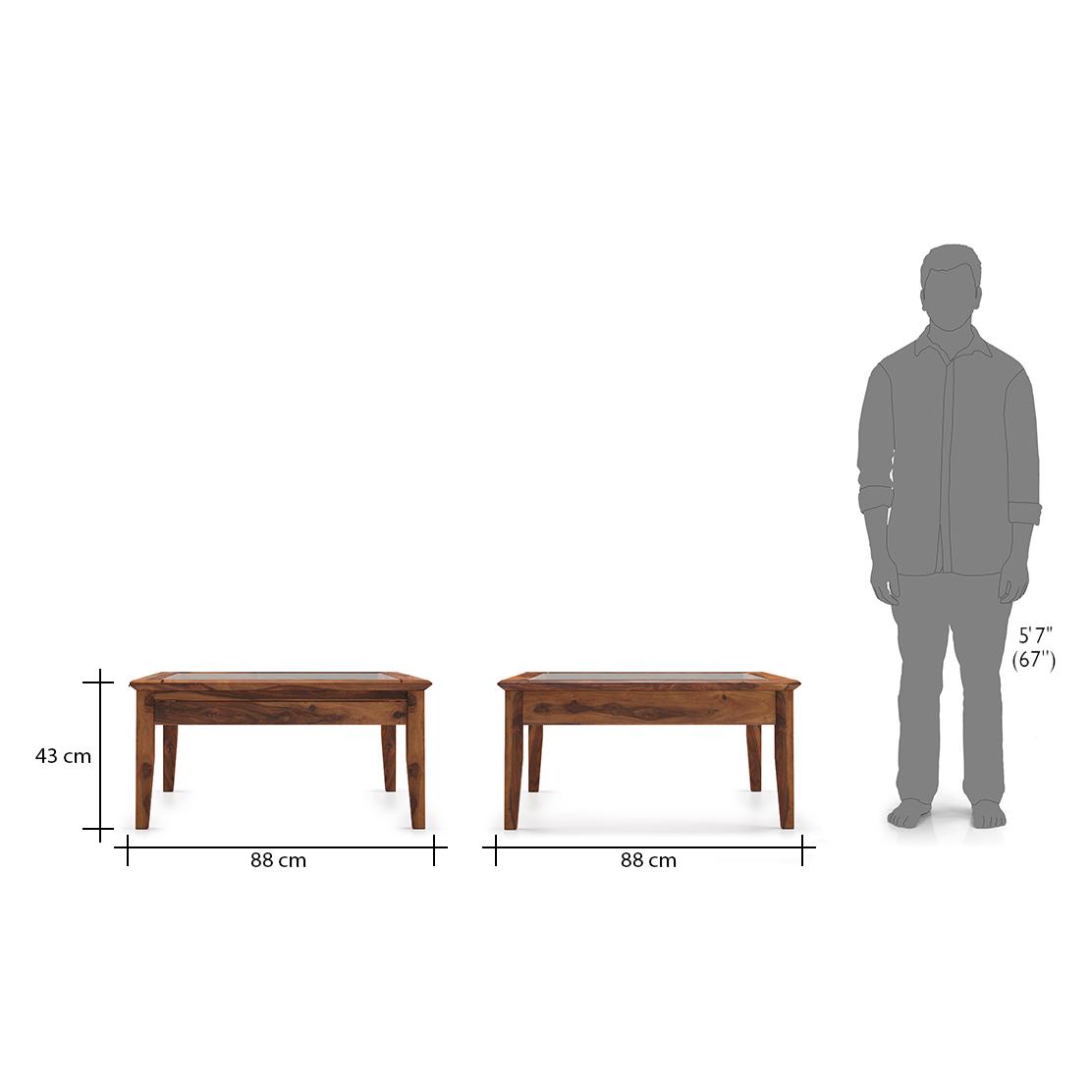 Tate Square Solid Wood Coffee Table In Teak Finish