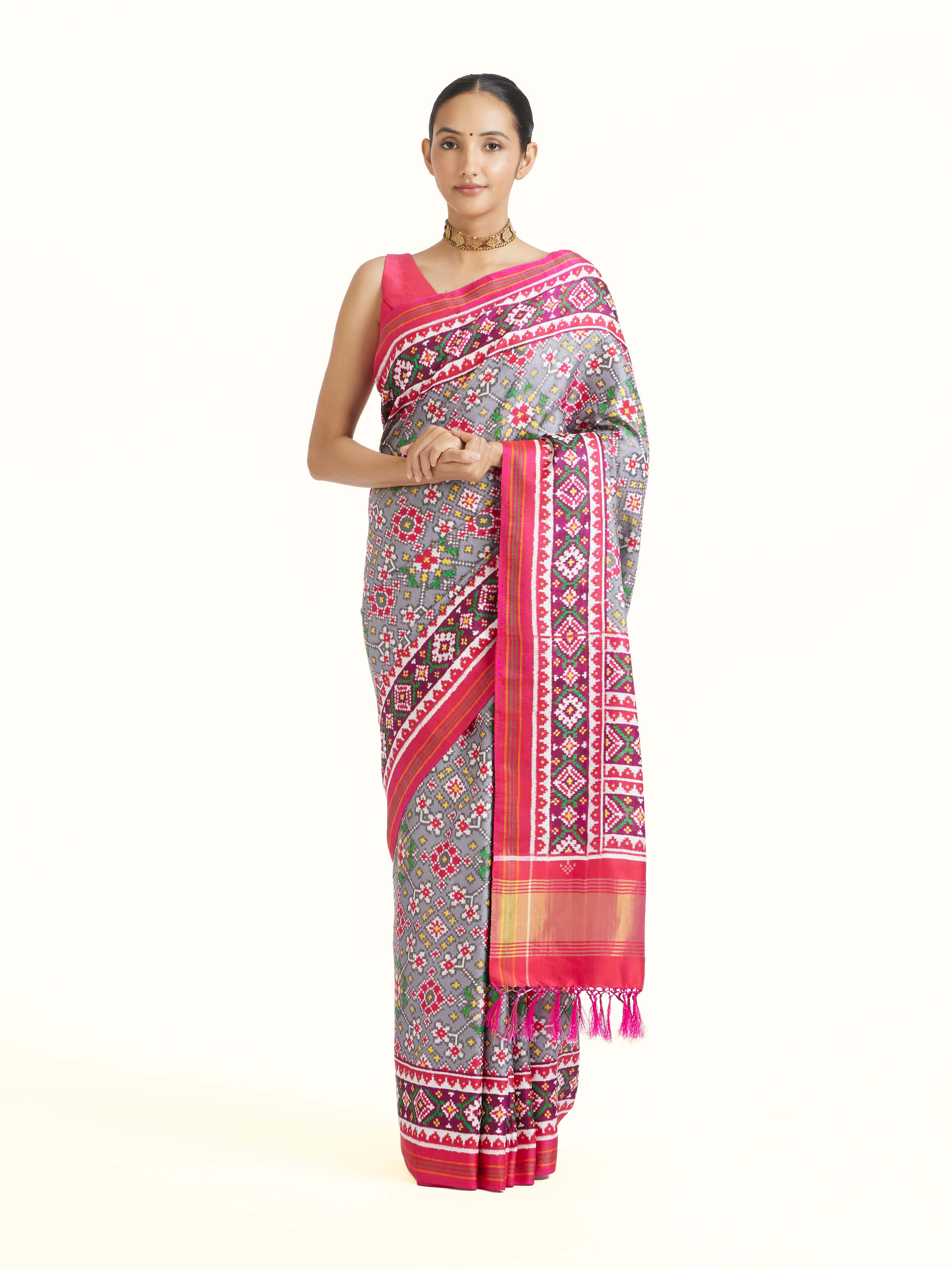 Grey Patan Patola Saree