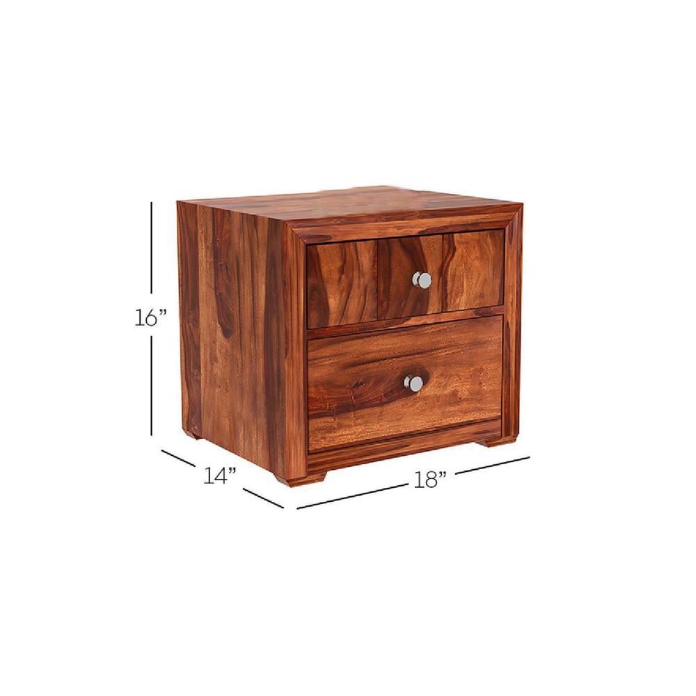 Titus Solid Wood Bedside Table in Honey finish
