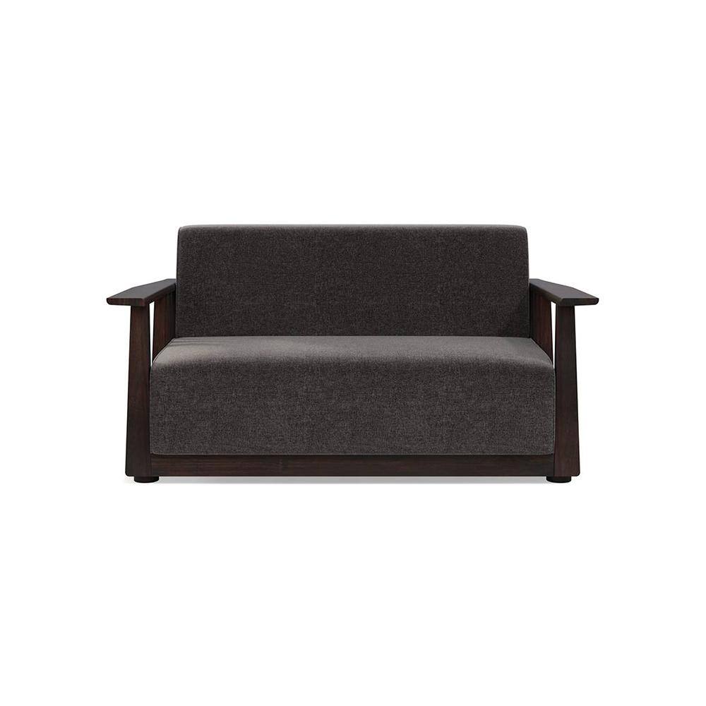 Serra Wooden Sofa - Mahogany Finish (Smoke Grey)
