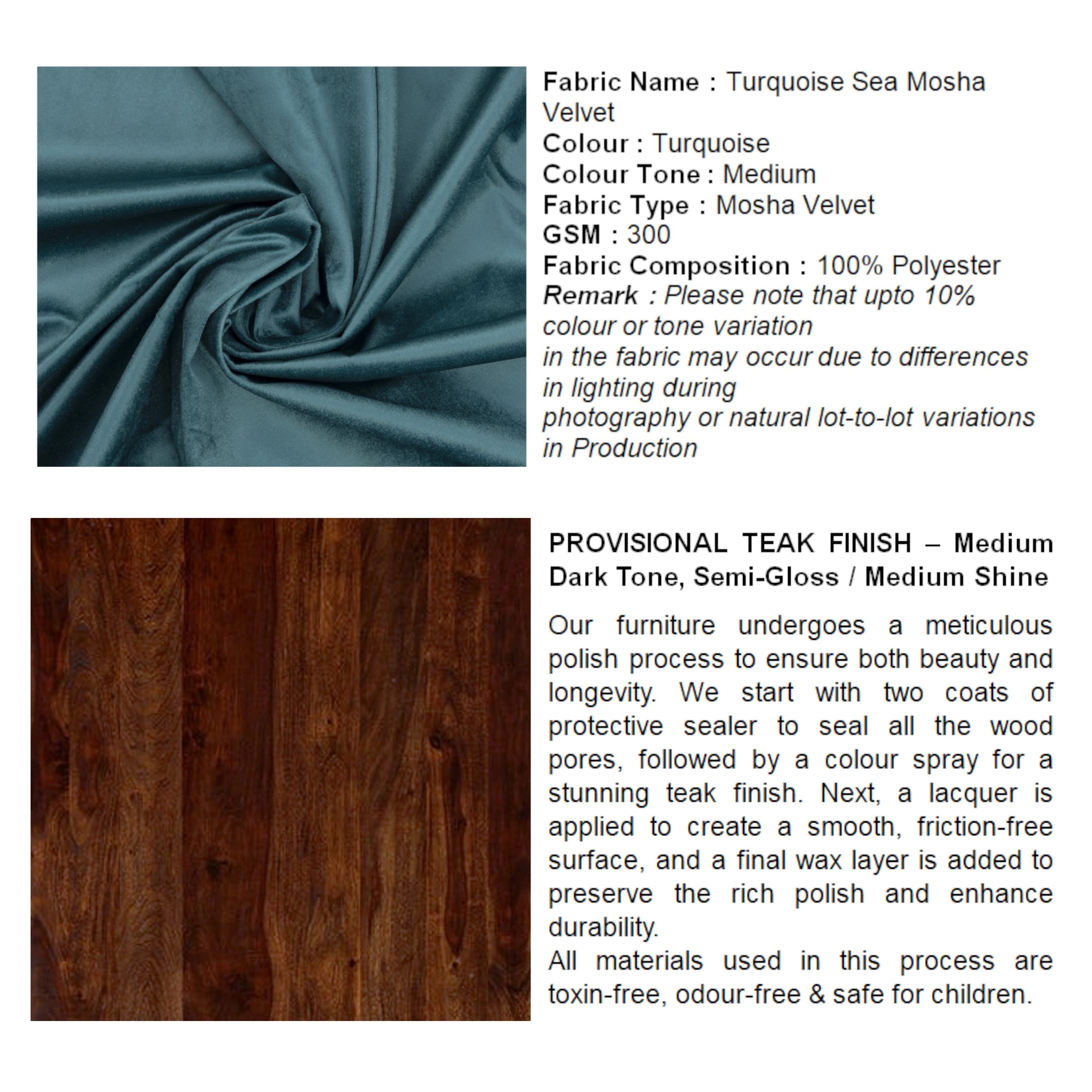 Dayton Sheesham Wood Accent Square Set of 2   Stools in Turquoise Sea Velvet Upholstery