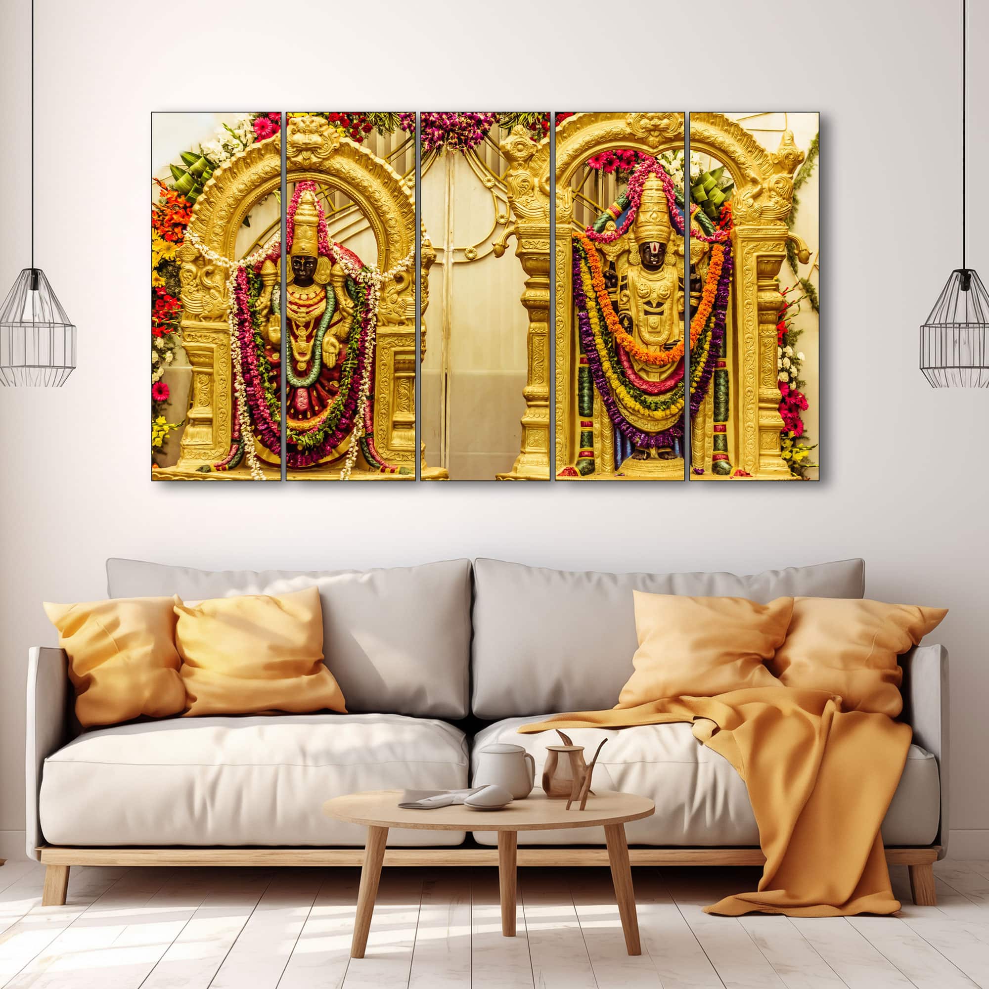 The Castle Decor Tirupati Balaji Wall Painting Wooden Framed 27x48 Inch - The Castle Decor