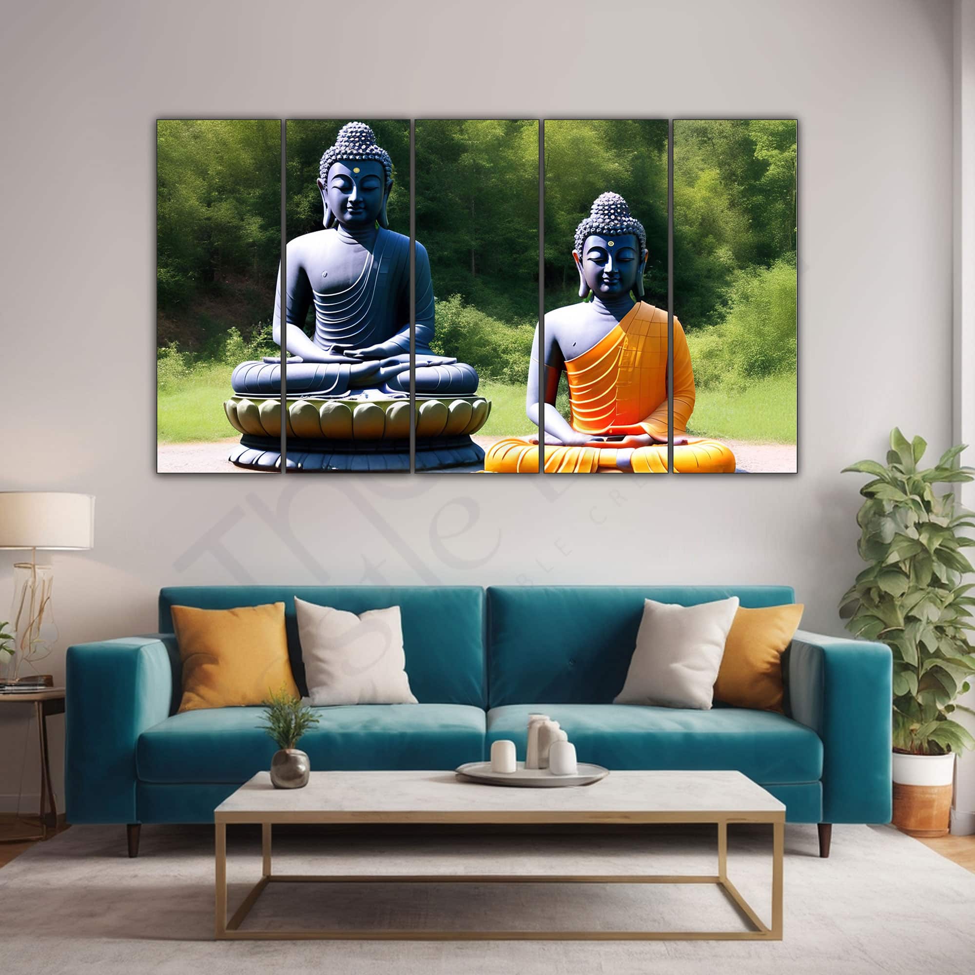 The Castle Decor Lord Buddha Meditation Wall Art Framed Painting 27x48 Inch (Style 10) - The Castle Decor