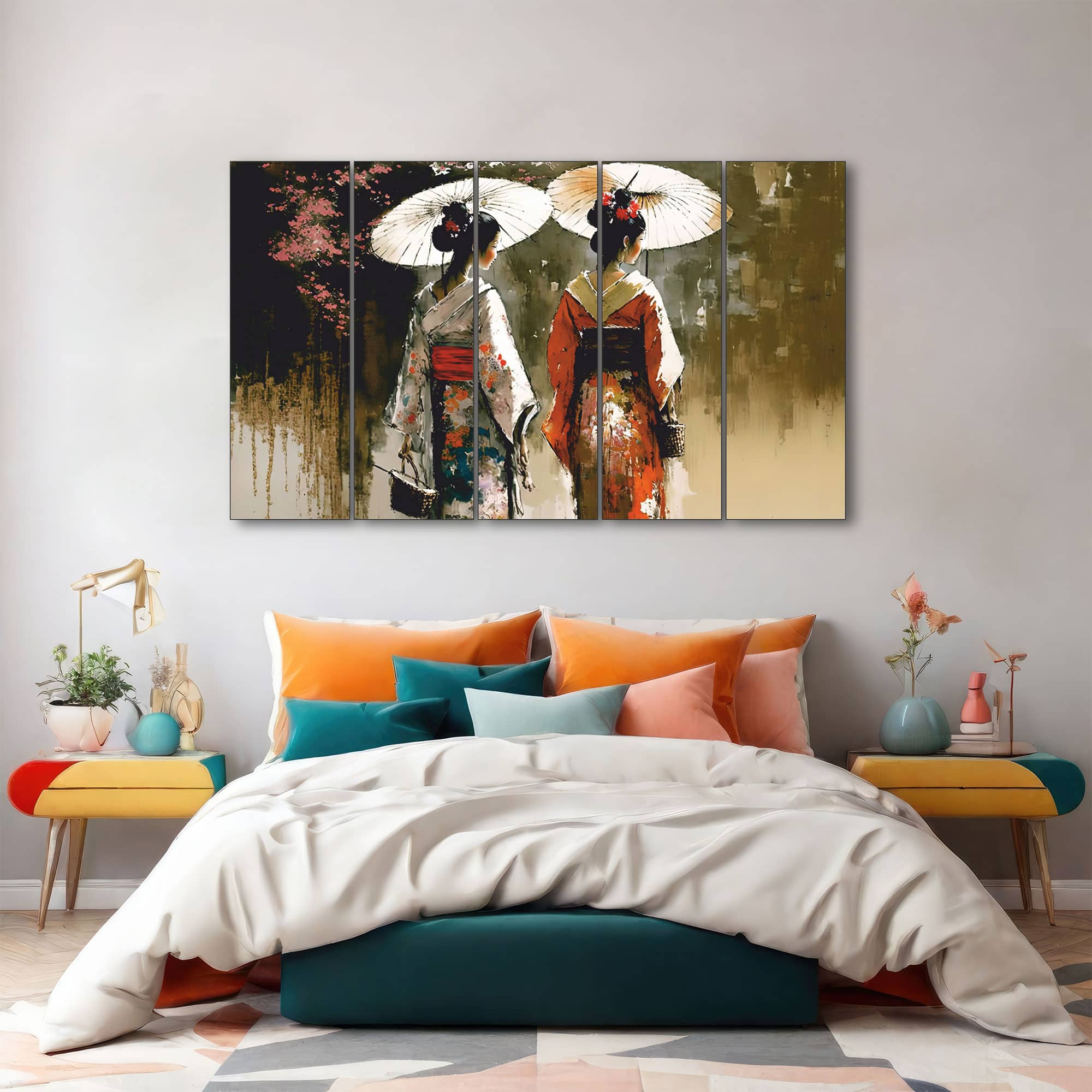 The Castle Decor Japanese Art Wall Painting Wooden Framed Digital Painting 27x48 Inch - The Castle Decor