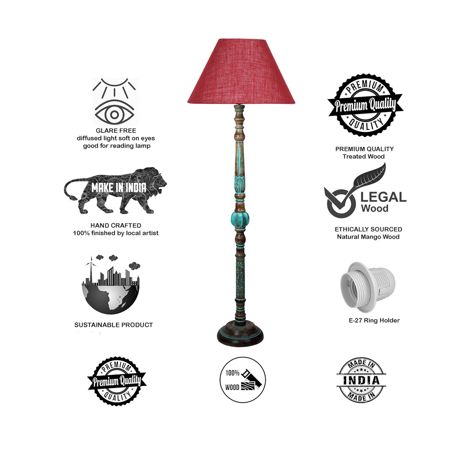 Devansh Wooden Floor Lamp