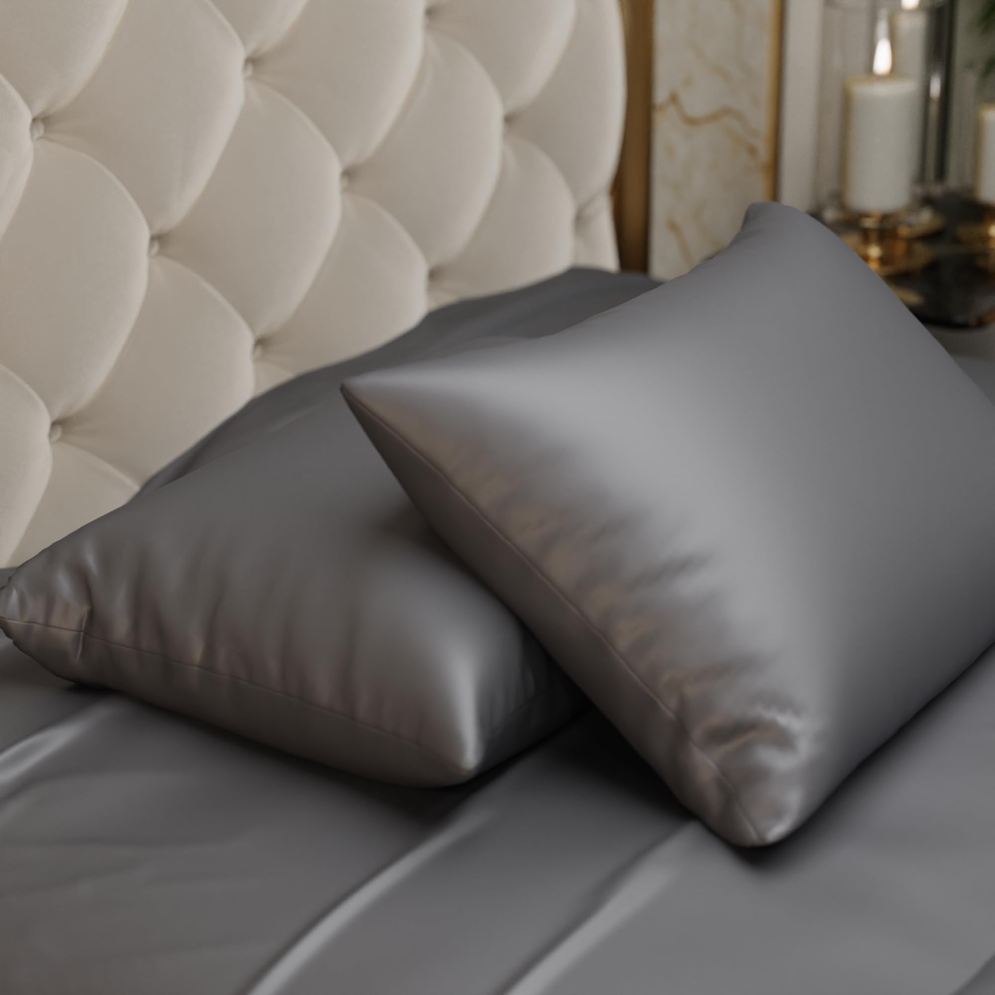 Stoa Paris Satin Pillow Covers,  Premium Plain Pillow Cover Set of 2, 68L x 45W cms - Twilight Embrace - Stoa Paris
