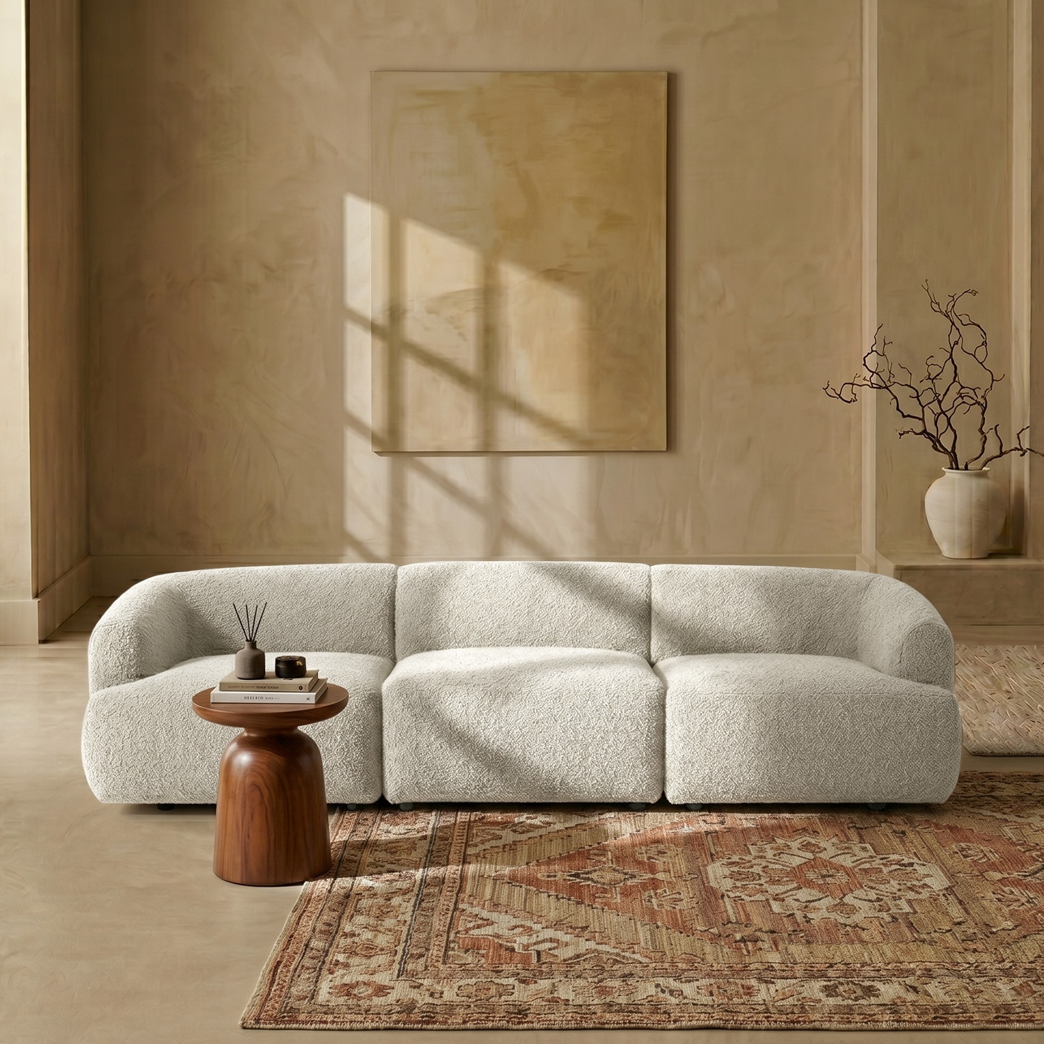 Zenliving Wood 3 Seater With Upholstery Non Storage Sofa In White Colour - Nestroots