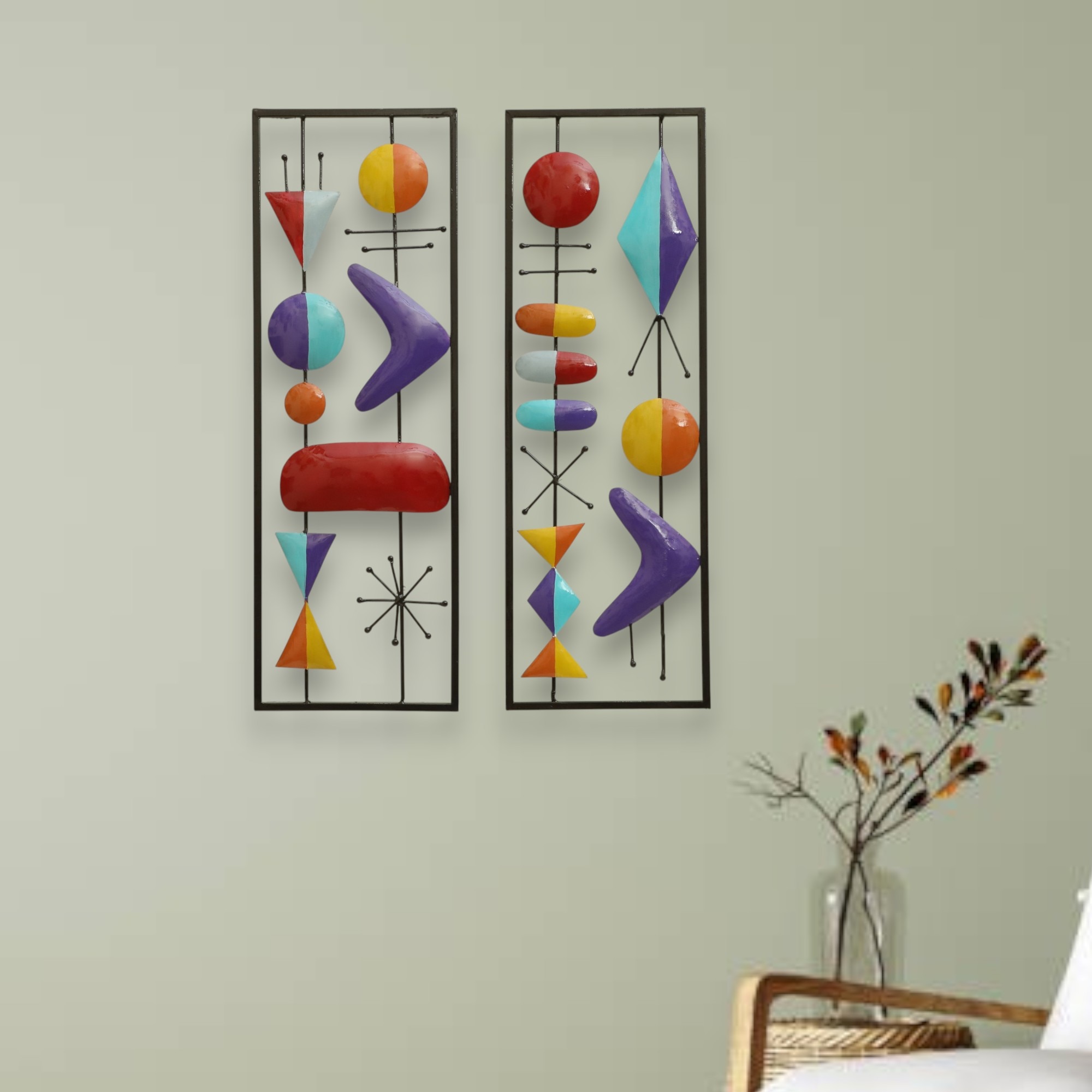 W-Suki Abstract Metal Wall Decor in Multicolor Set of 2