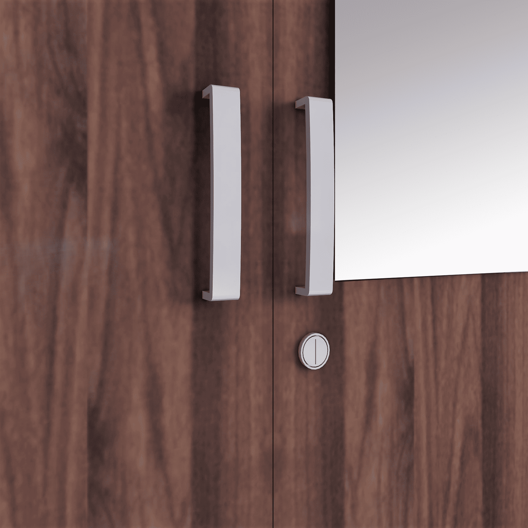 Julian Engineered Wood 4 Door Mirror Wardrobe In Walnut Finish